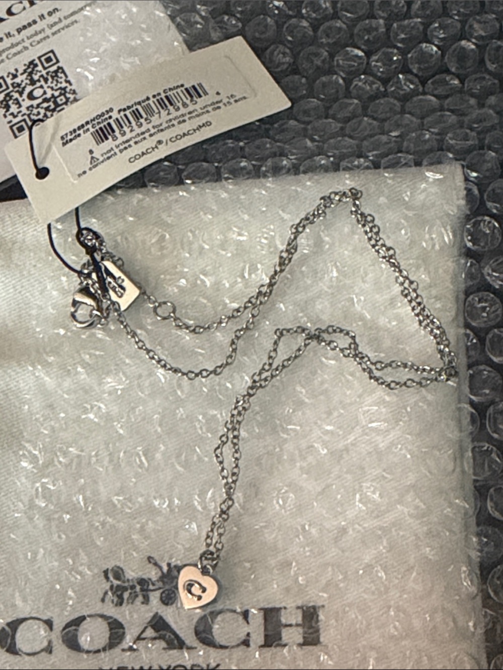 Coach Tone Heart Pendant Necklace